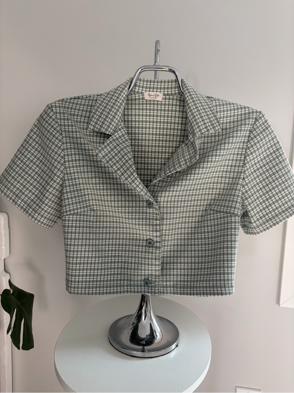 John Galt (from Brandy Melville) Cropped Button-Up Short Sleeve Top
